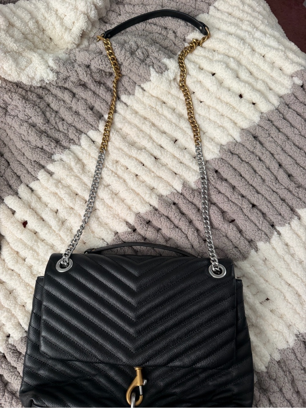 NWT Rebecca Mincoff Edie Flap Shoulder bag with gold and silver - Picture 5 of 8